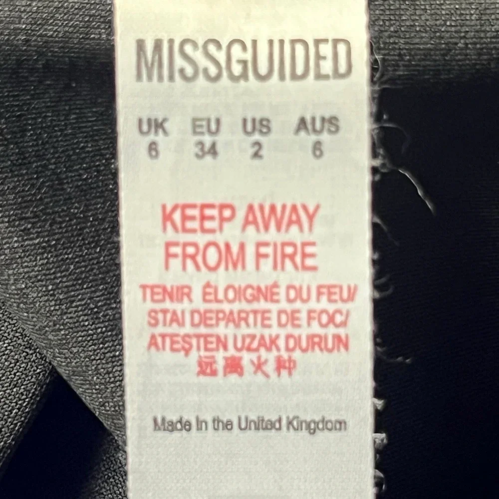 Missguided Mini Dress Size 2 Black‎ Long Sleeve V-Neck Stretch Sexy Bodycon LBD